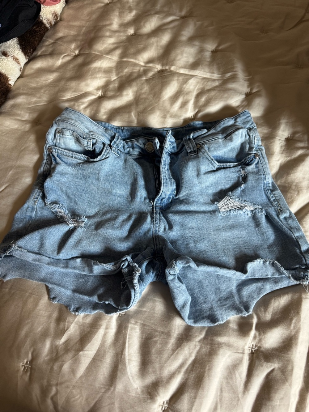 Seven7 Light Blue Distressed Denim Cutoff Shorts